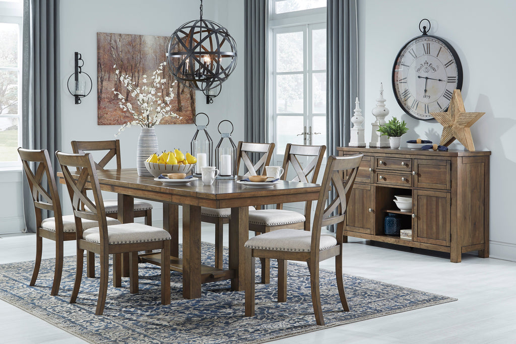 Moriville Beige Dining Table w/6 Chairs and Bench