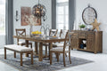 Moriville Beige Dining Table w/4 Chairs & Bench and Server