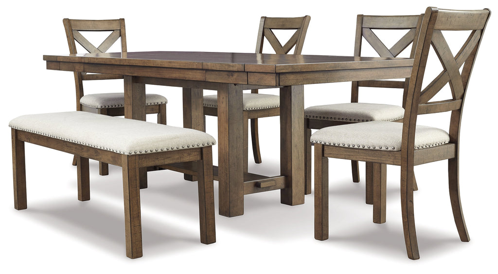 Moriville Brown/Beige Dining Table and 4 Chairs and Bench