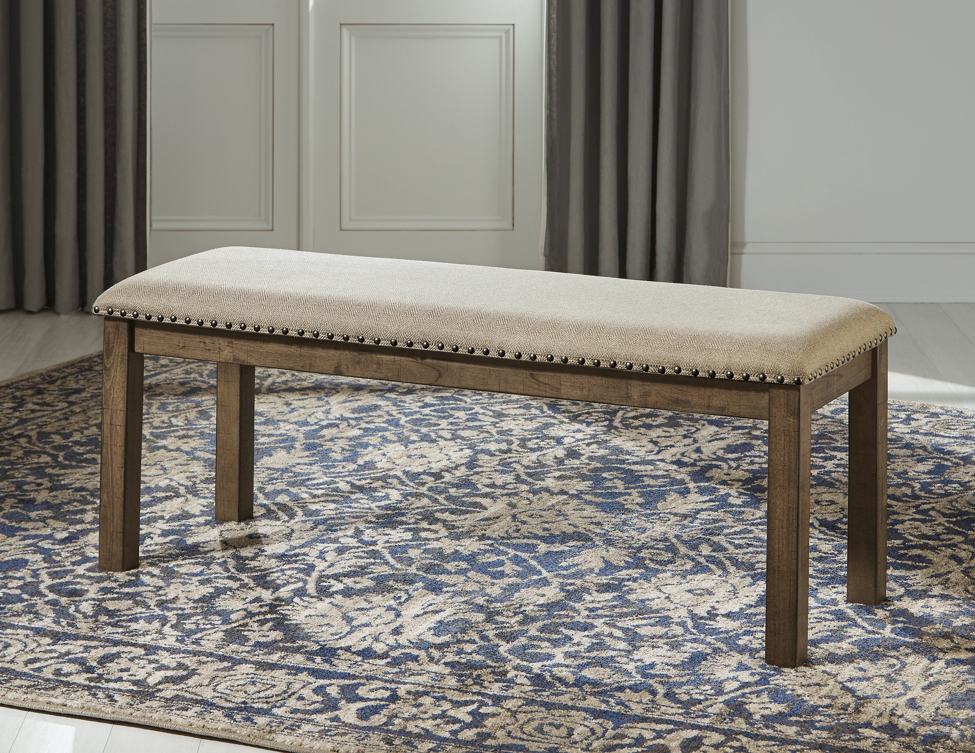 Moriville Beige Dining Table w/6 Chairs & Bench and Server