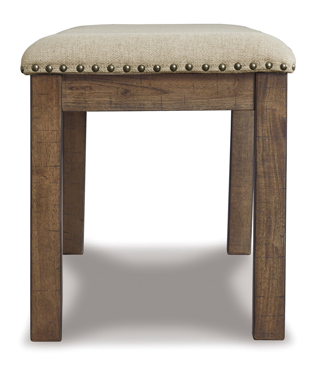 Moriville Beige Dining Table w/4 Chairs & Bench and Server