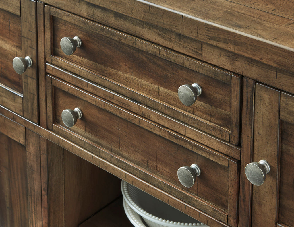 Moriville Brown/Beige Dining Table w/4 Chairs and Server