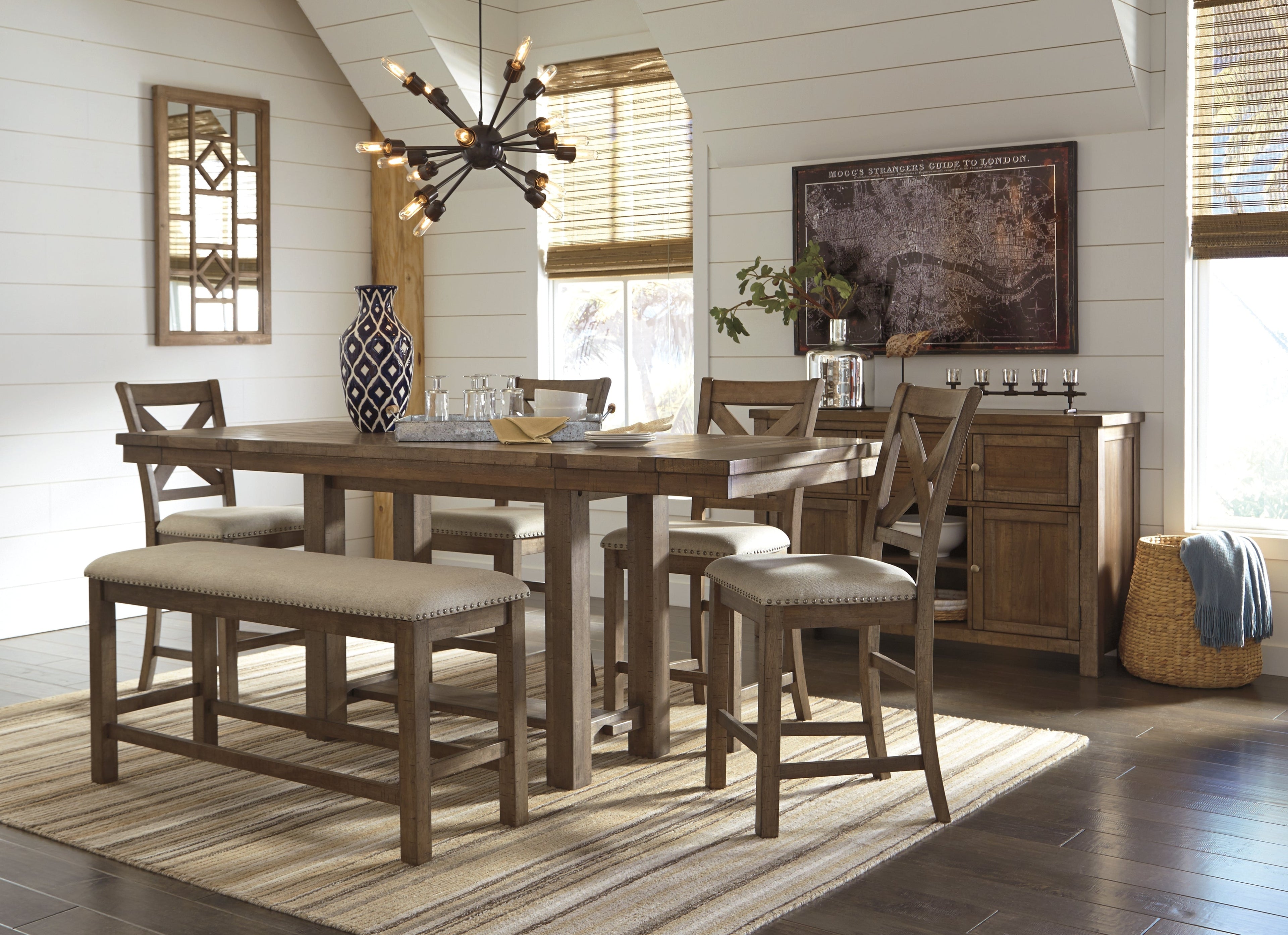 Moriville Grayish Counter Height Dining Table, Brown