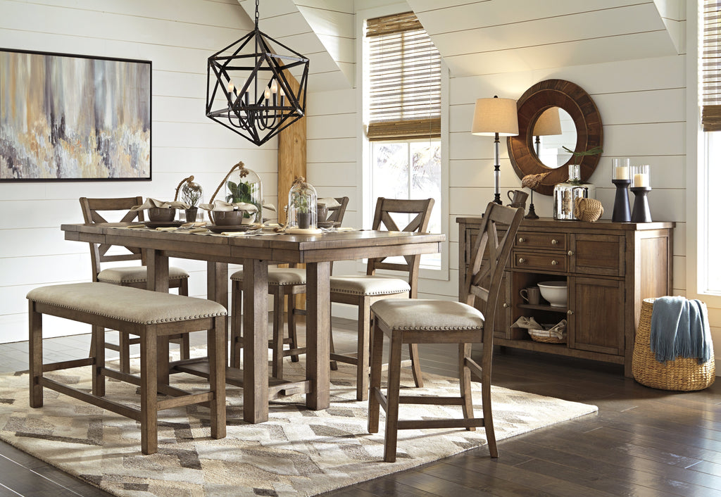 Moriville Grayish Counter Height Dining Table, Brown