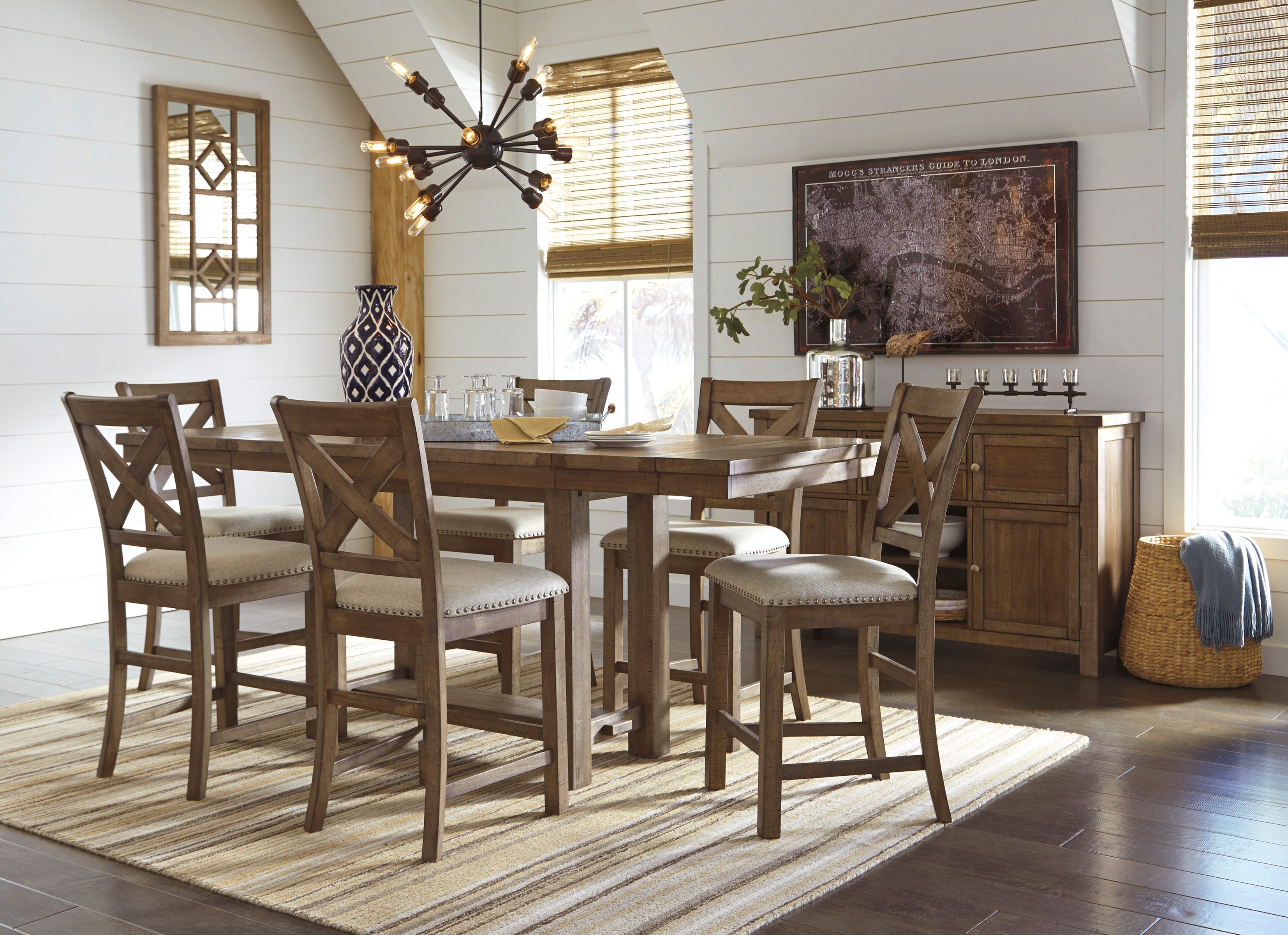Moriville Grayish Counter Height Dining Table, Brown