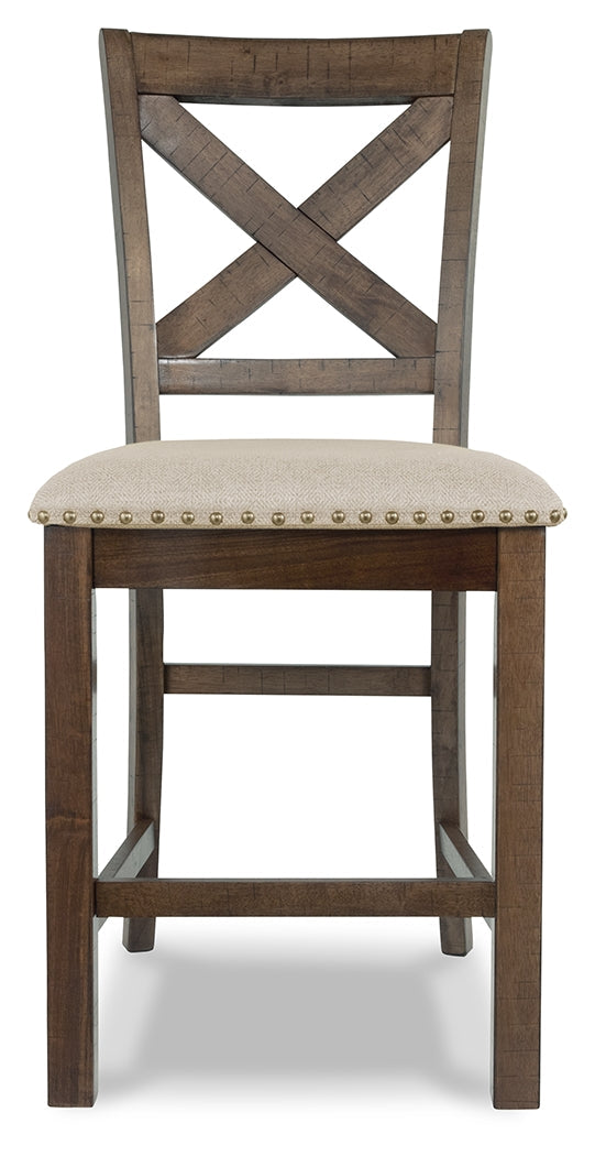 Moriville Grayish Brown Counter Height Extension Table & 8 Barstools