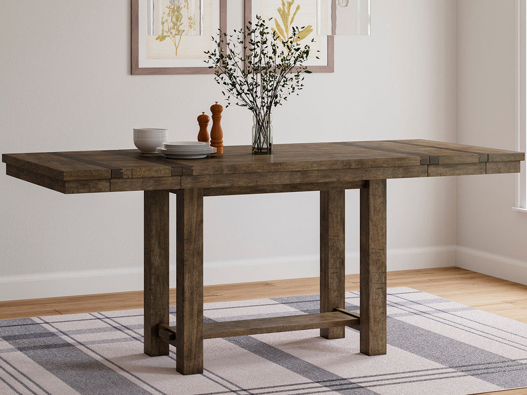 Moriville Grayish Brown Counter Height Extension Table & 8 Barstools