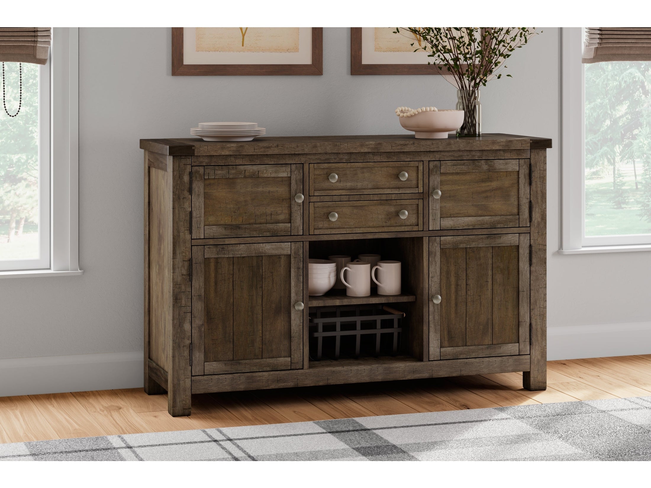 Moriville Grayish Brown Dining Server