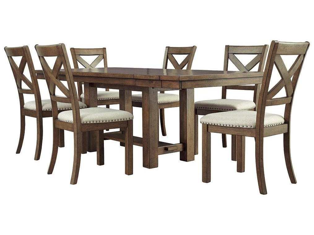 Moriville Grayish Brown Dining Table and 6 Chairs / 7-Piece Set