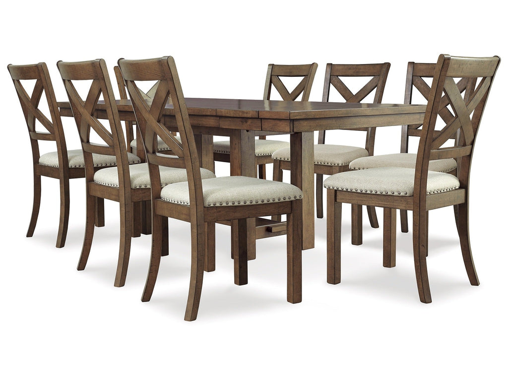 Moriville Grayish Brown Dining Table w/8 Chairs