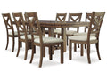 Moriville Grayish Brown Dining Table w/8 Chairs