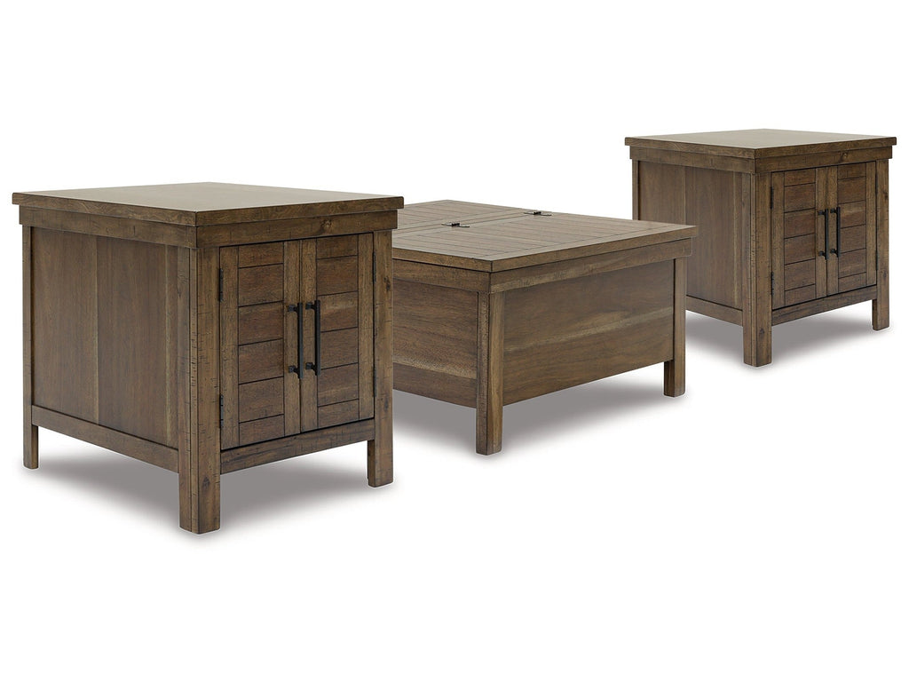 Moriville Grayish Brown Lift-top Coffee Table and 2 End Tables