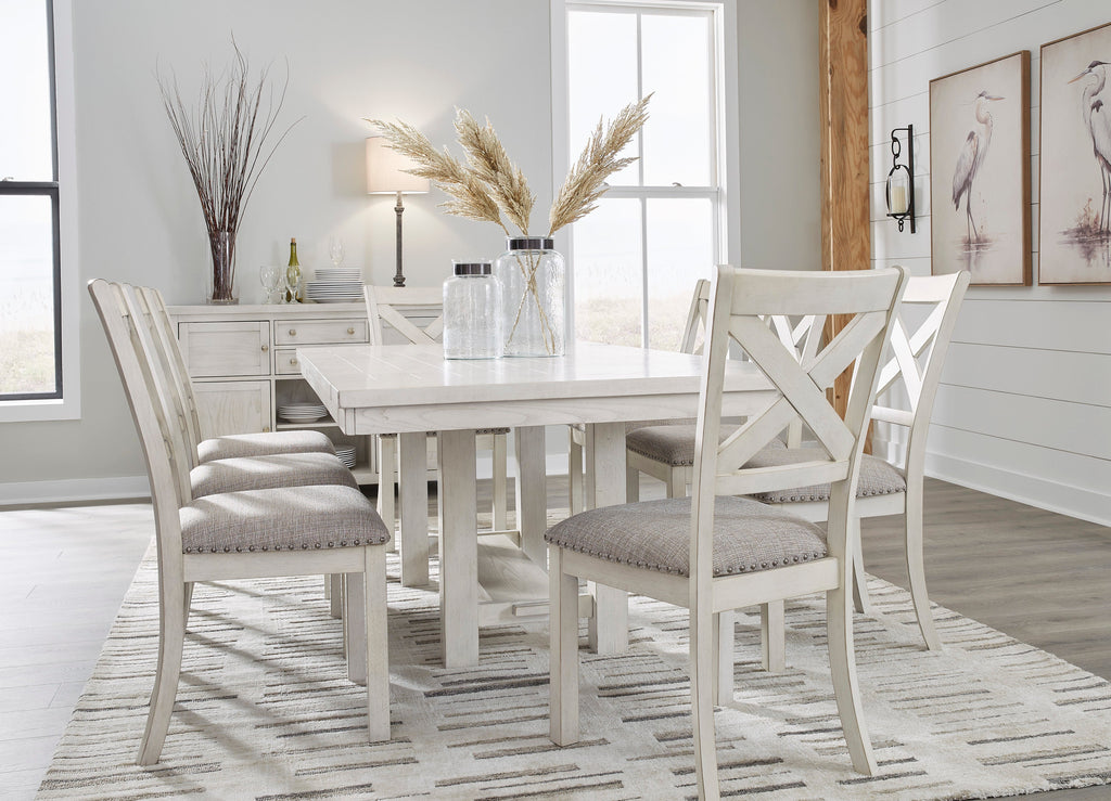 Robbinsdale Antique White Dining Table w/4 Chairs and Server