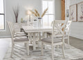 Robbinsdale Antique White Dining Table w/4 Chairs and Server