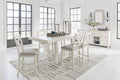 Robbinsdale Counter Height Dining Table, 4 Barstools and Server, Antique White