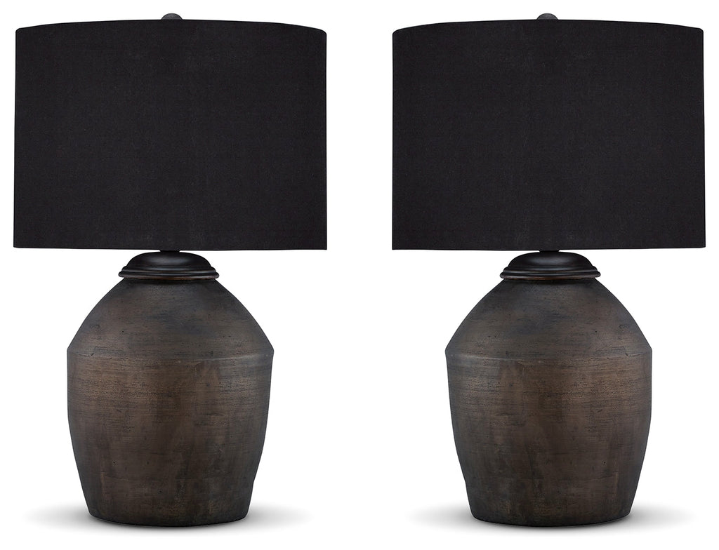 Naareman Metallic Black 2-Piece Lamp Set
