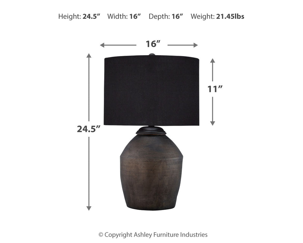 Naareman Metallic Black 2-Piece Lamp Set