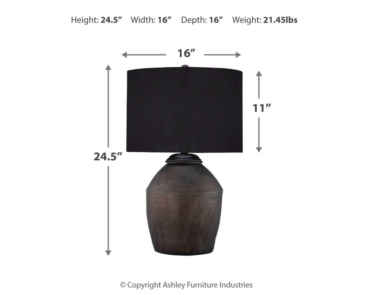 Naareman Metallic Black 2-Piece Lamp Set