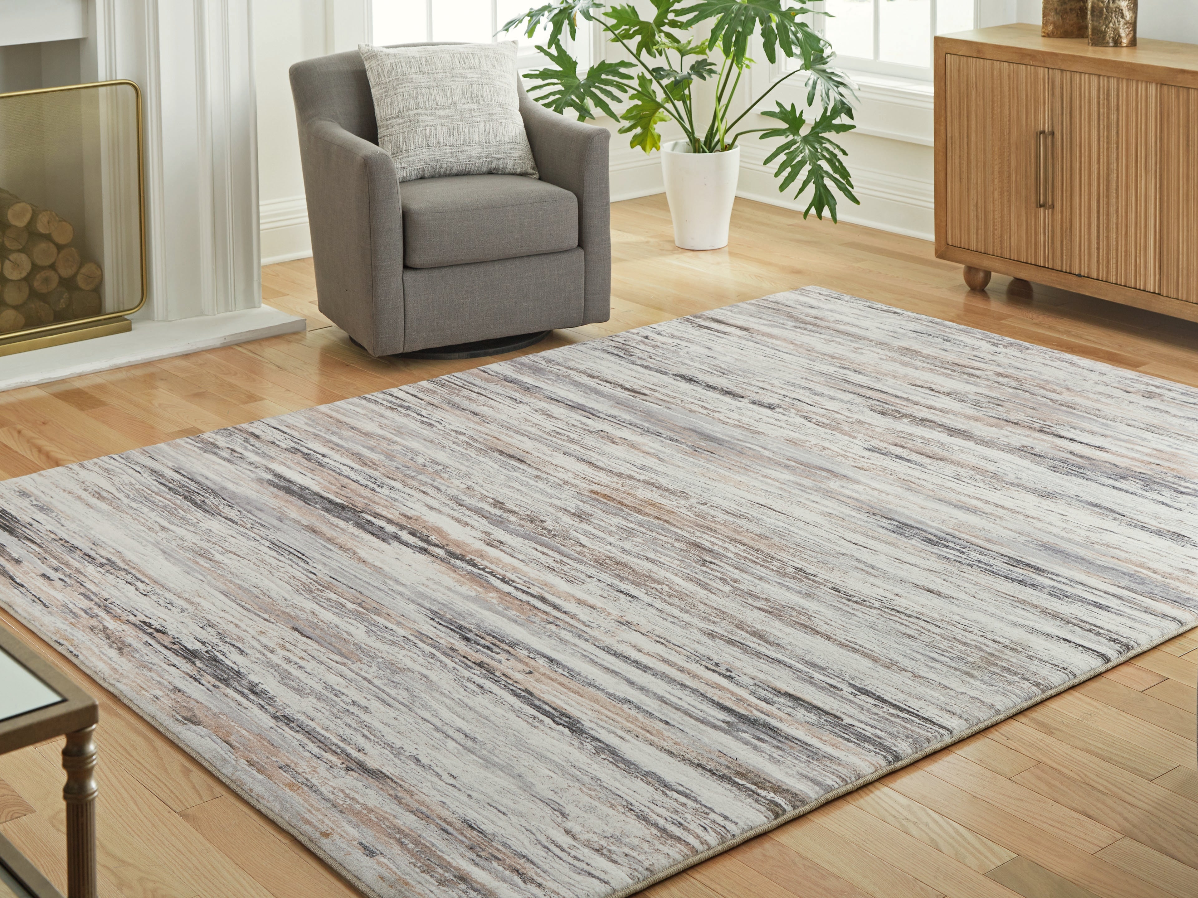 Nace Gray/Brown/White Memory Foam Large Rug