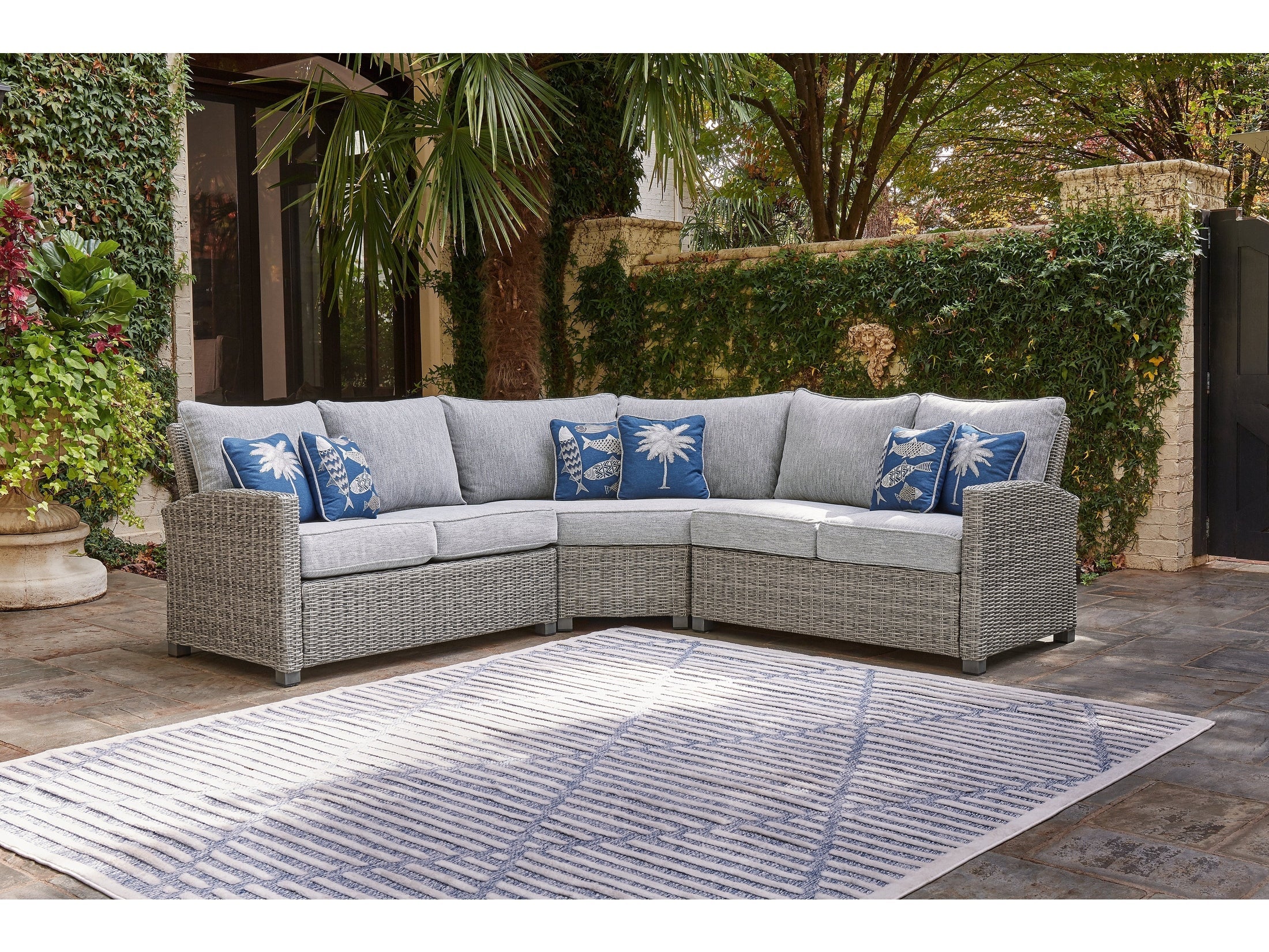 Naples Beach Light Gray 3-Piece Outdoor Sectional