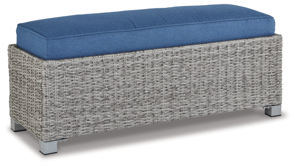 Naples Beach Light Gray Outdoor Bench w/ Cushion
