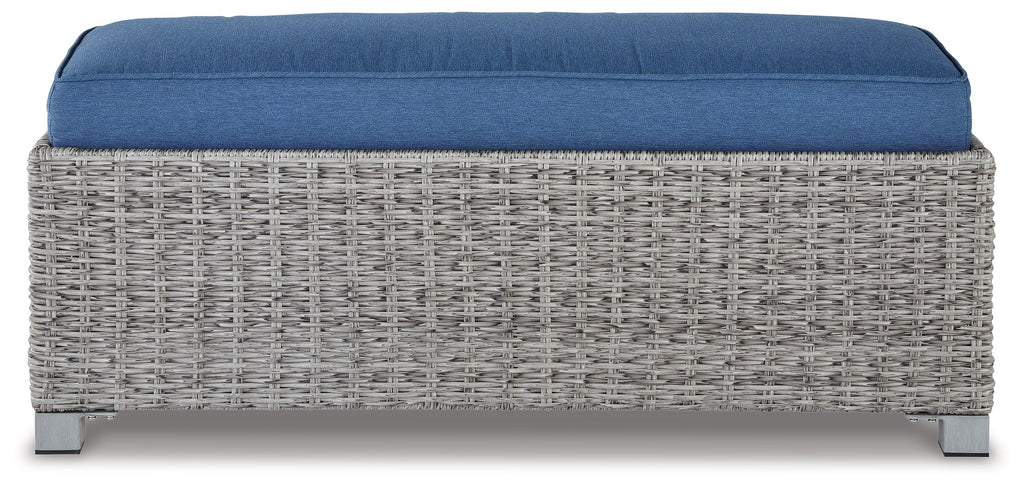 Naples Beach Light Gray Outdoor Bench w/ Cushion