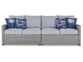 Naples Beach Outdoor Right and Left-arm Facing Loveseat w/ Cushion, Light Gray