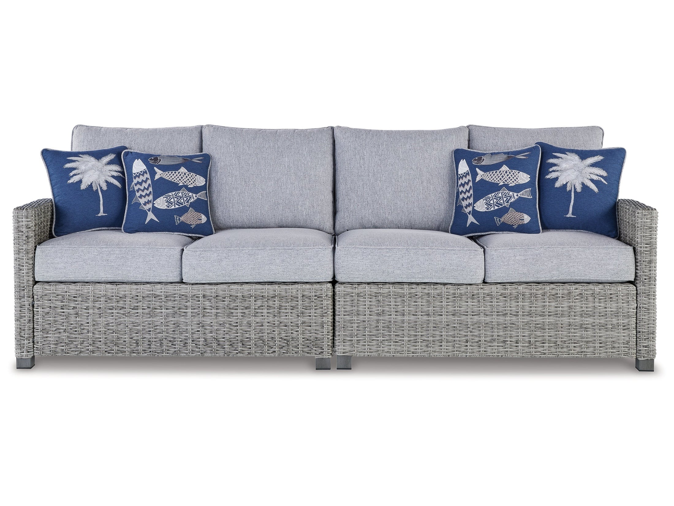 Naples Beach Outdoor Right and Left-arm Facing Loveseat w/ Cushion, Light Gray