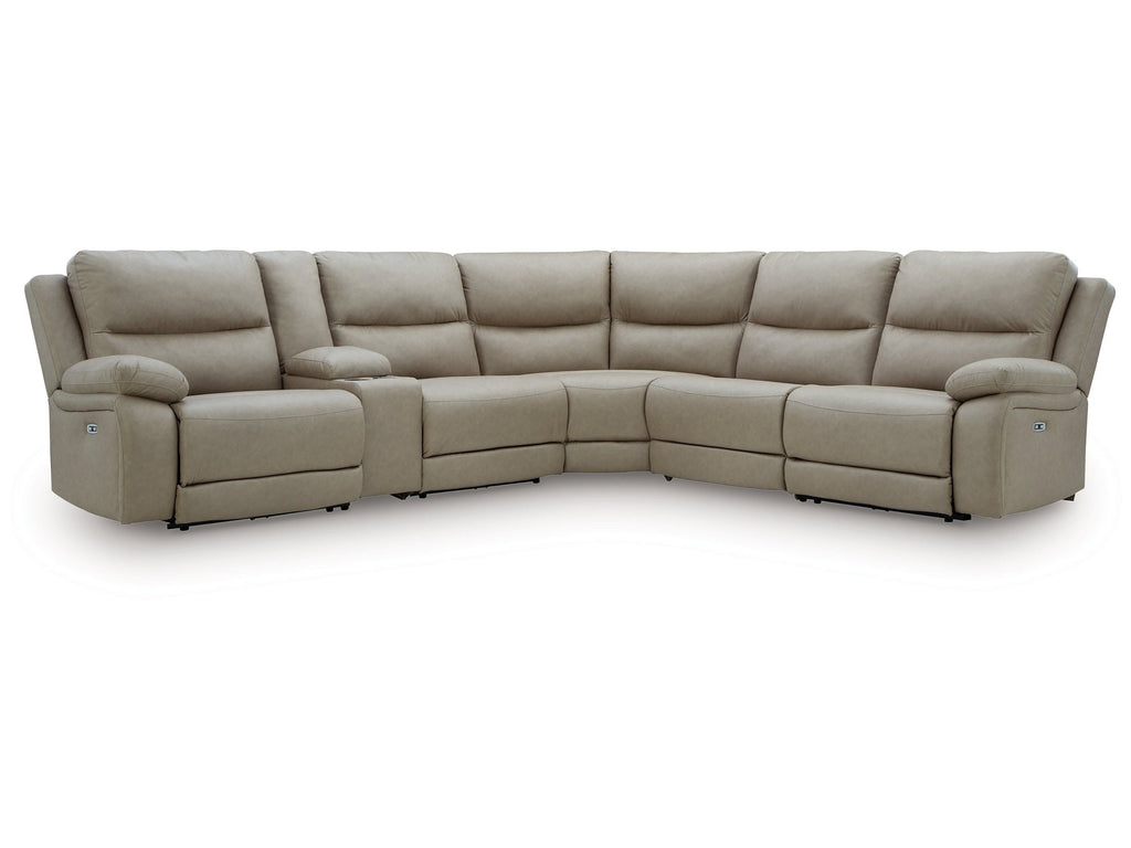 Narwhal Place Pebble 6-Piece Reclining Sectional with Storage Console