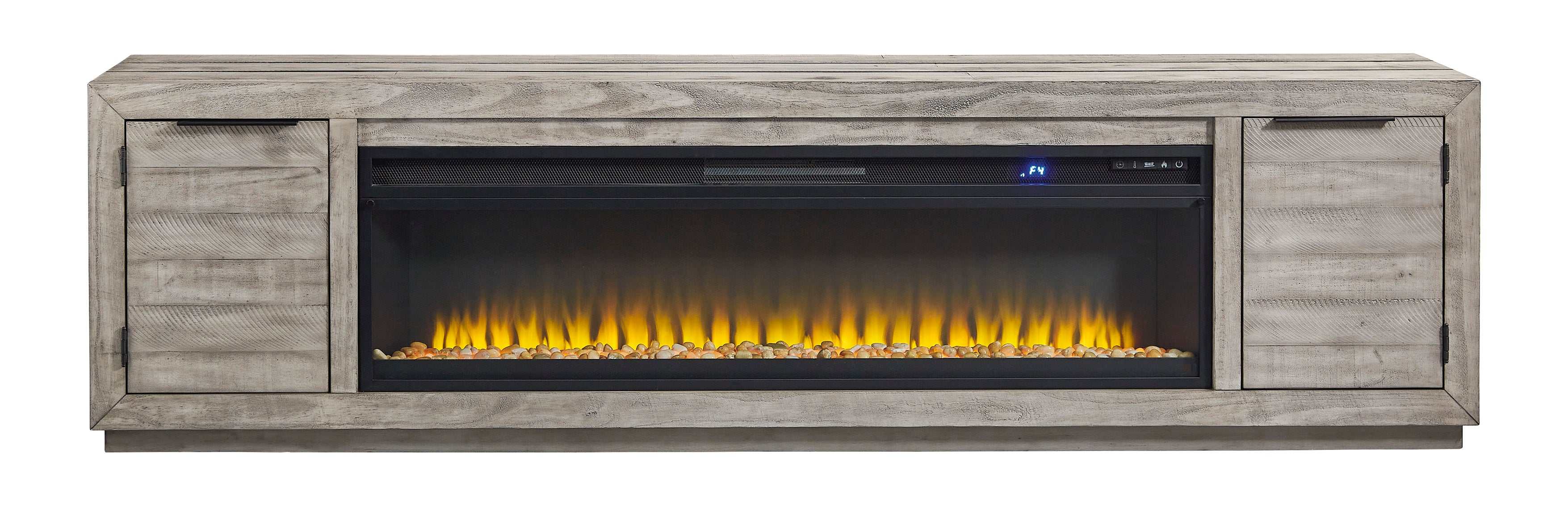 Naydell Gray 92" XL TV Stand w/ Fireplace Option