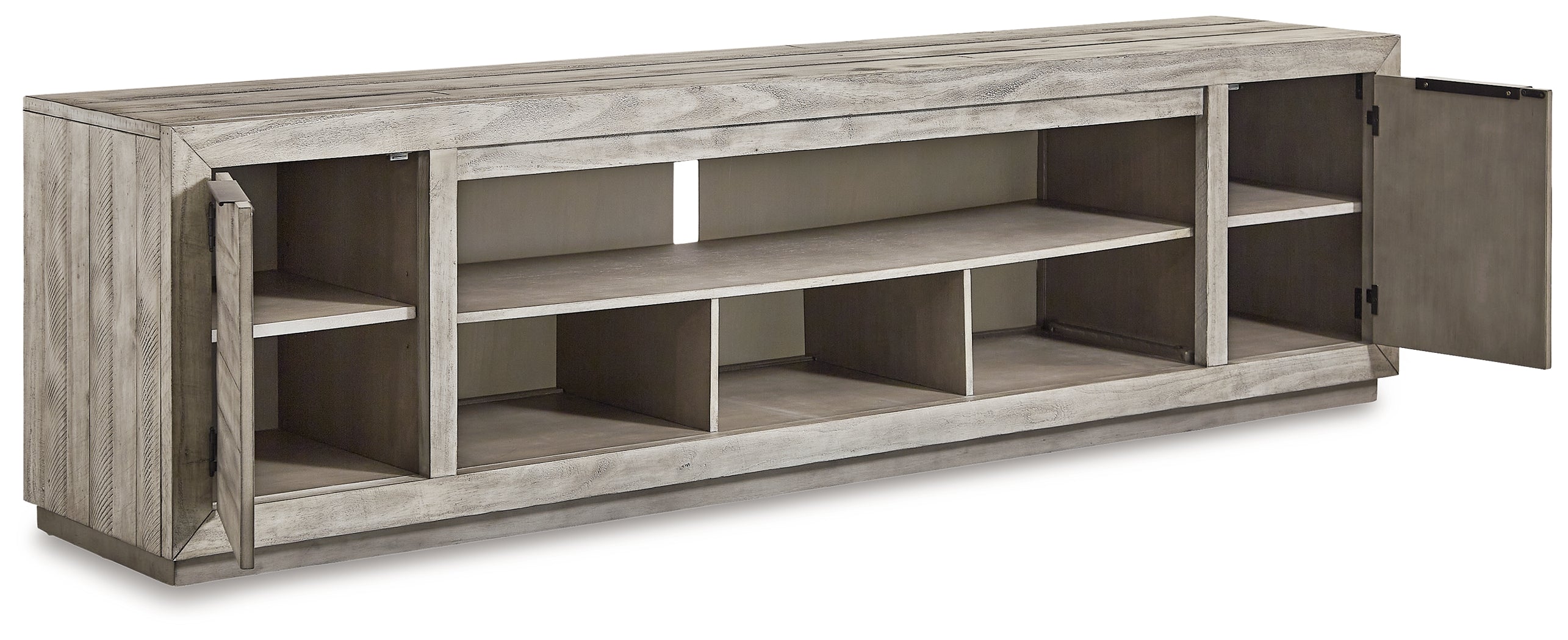 Naydell Gray 92" XL TV Stand w/ Fireplace Option
