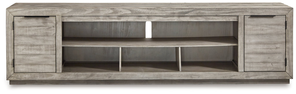 Naydell Gray 92" XL TV Stand w/ Fireplace Option