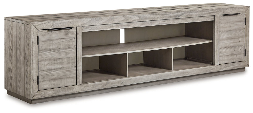 Naydell Gray 92" XL TV Stand w/ Fireplace Option