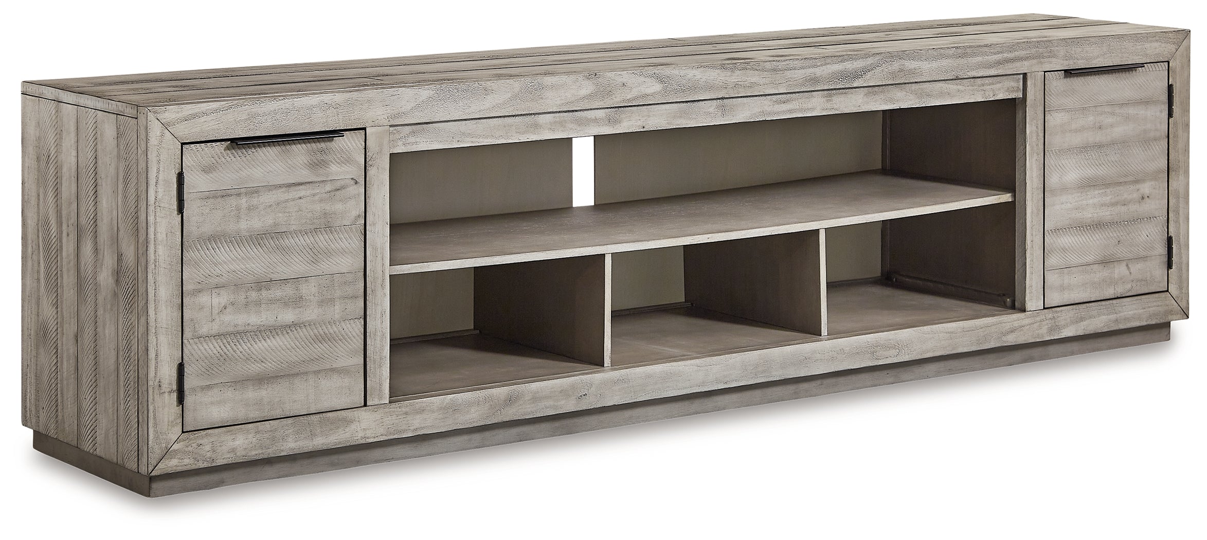 Naydell Gray 92" XL TV Stand w/ Fireplace Option