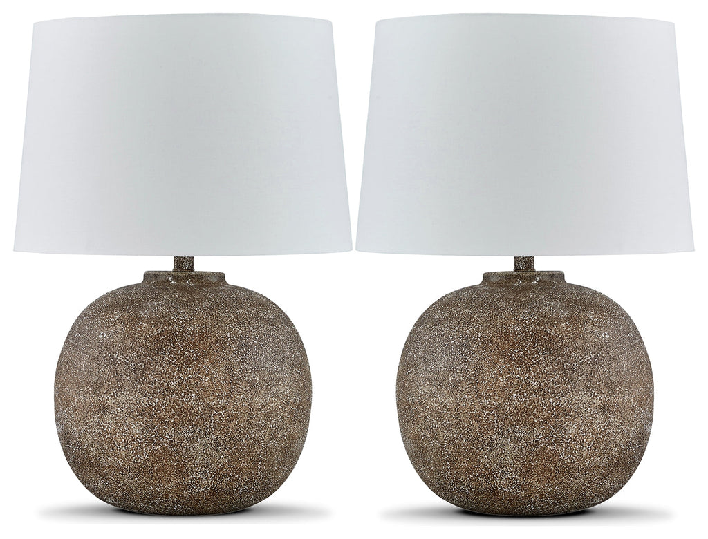 Neavesboro Antique Brown/White 2-Piece Lamp Set
