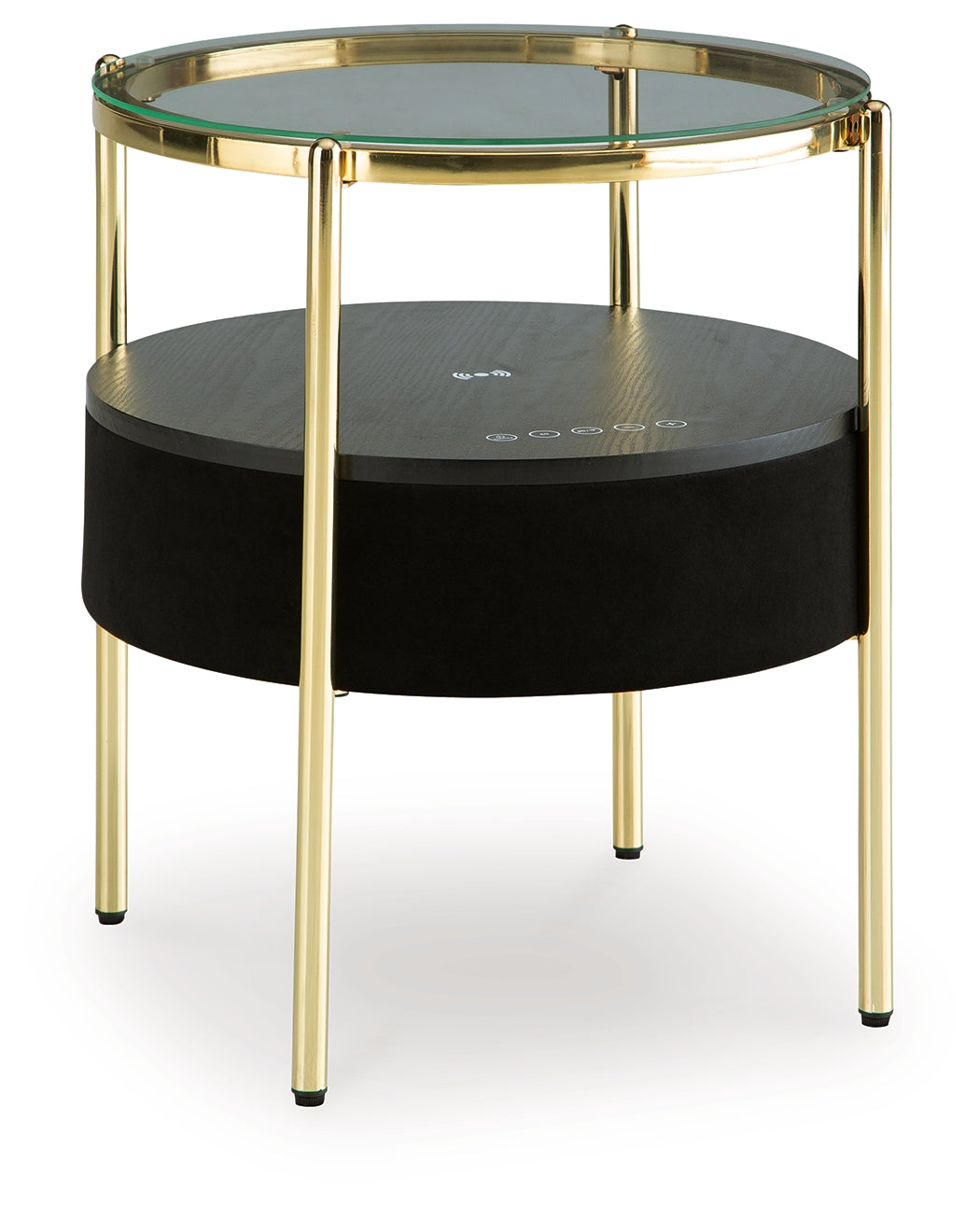 Nedman Black & Gold Accent Table w/ Speaker
