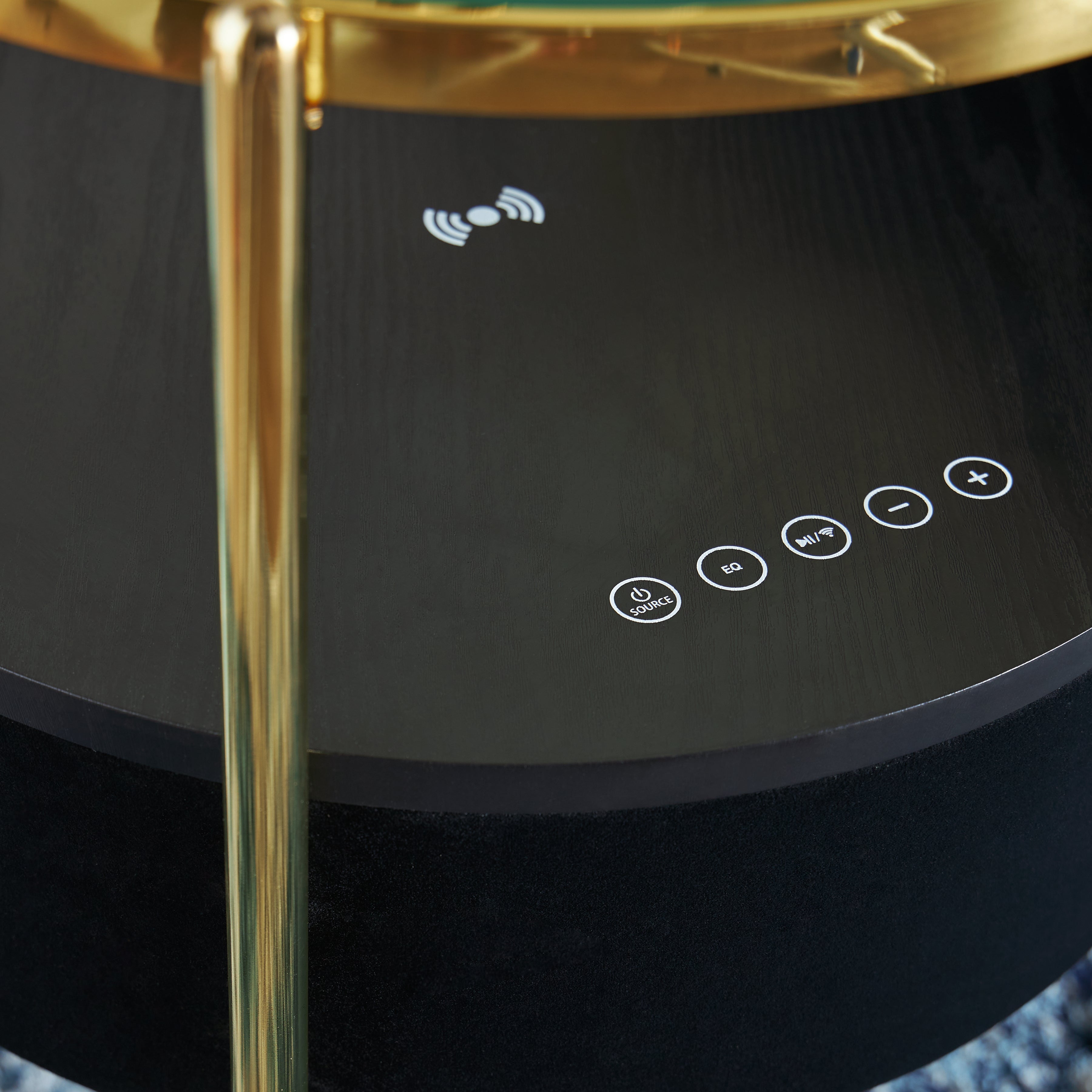 Nedman Black & Gold Accent Table w/ Speaker