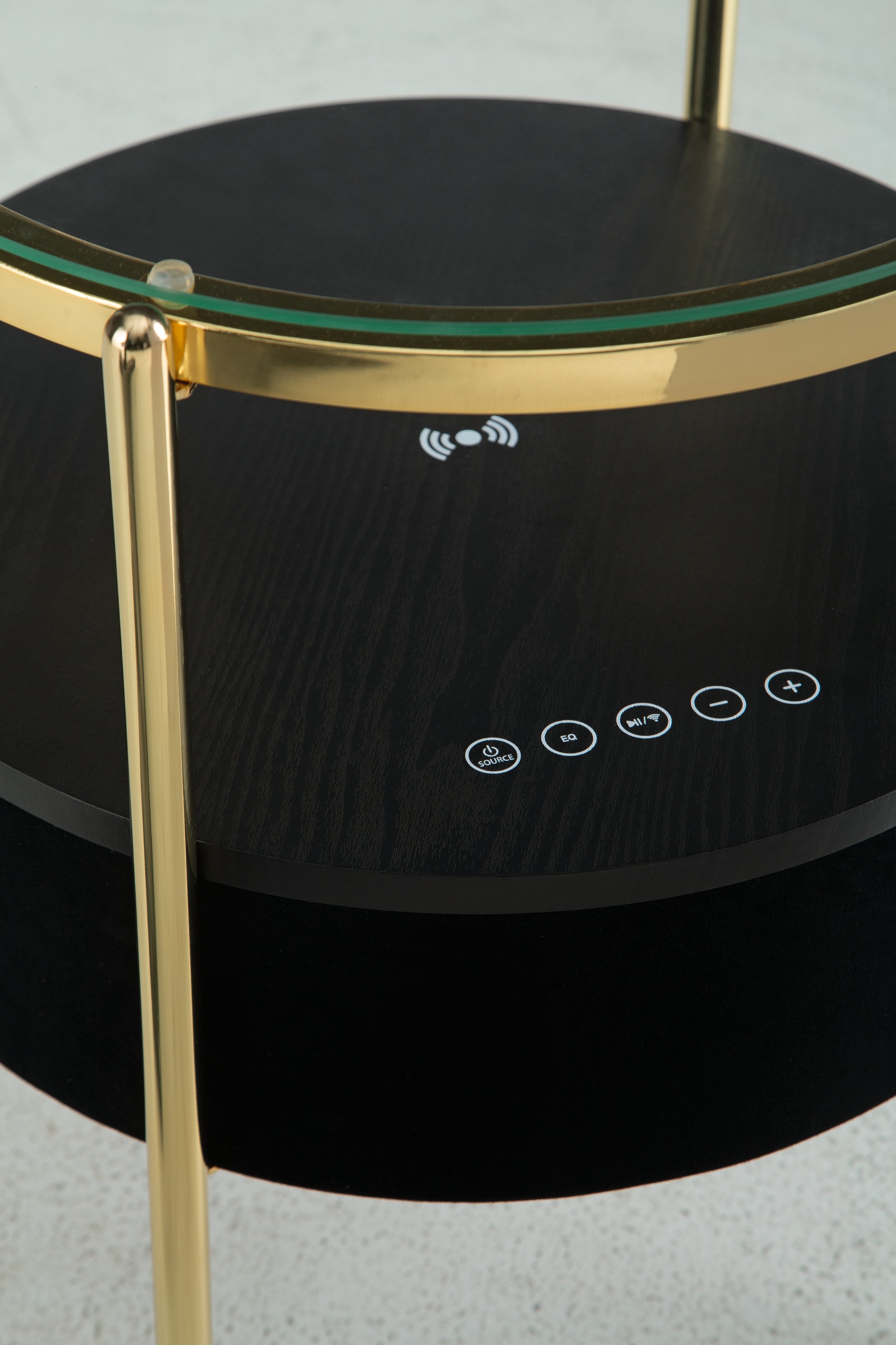 Nedman Black & Gold Accent Table w/ Speaker
