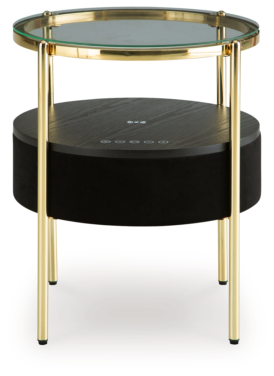 Nedman Black & Gold Accent Table w/ Speaker