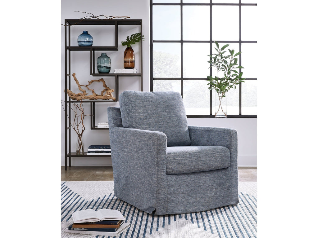 Nenana Next-Gen Nuvella Denim Swivel Glider Accent Chair
