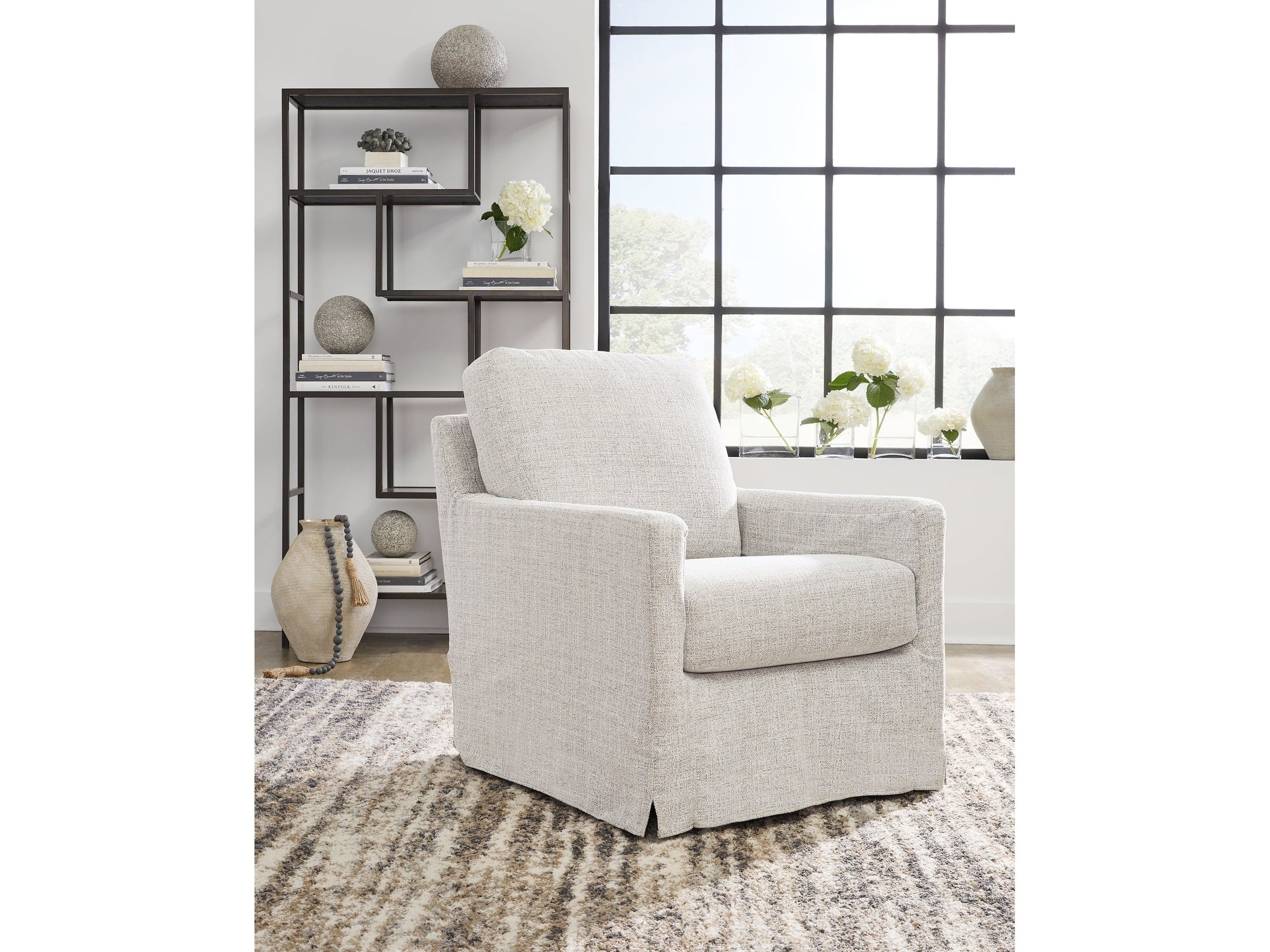 Nenana Next-Gen Nuvella Stone Swivel Glider Accent Chair