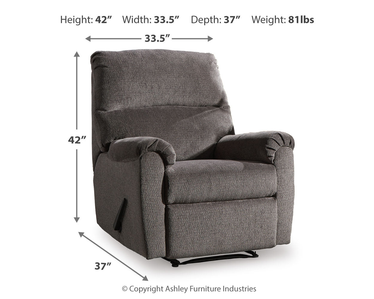 Nerviano Gray Manual Recliner