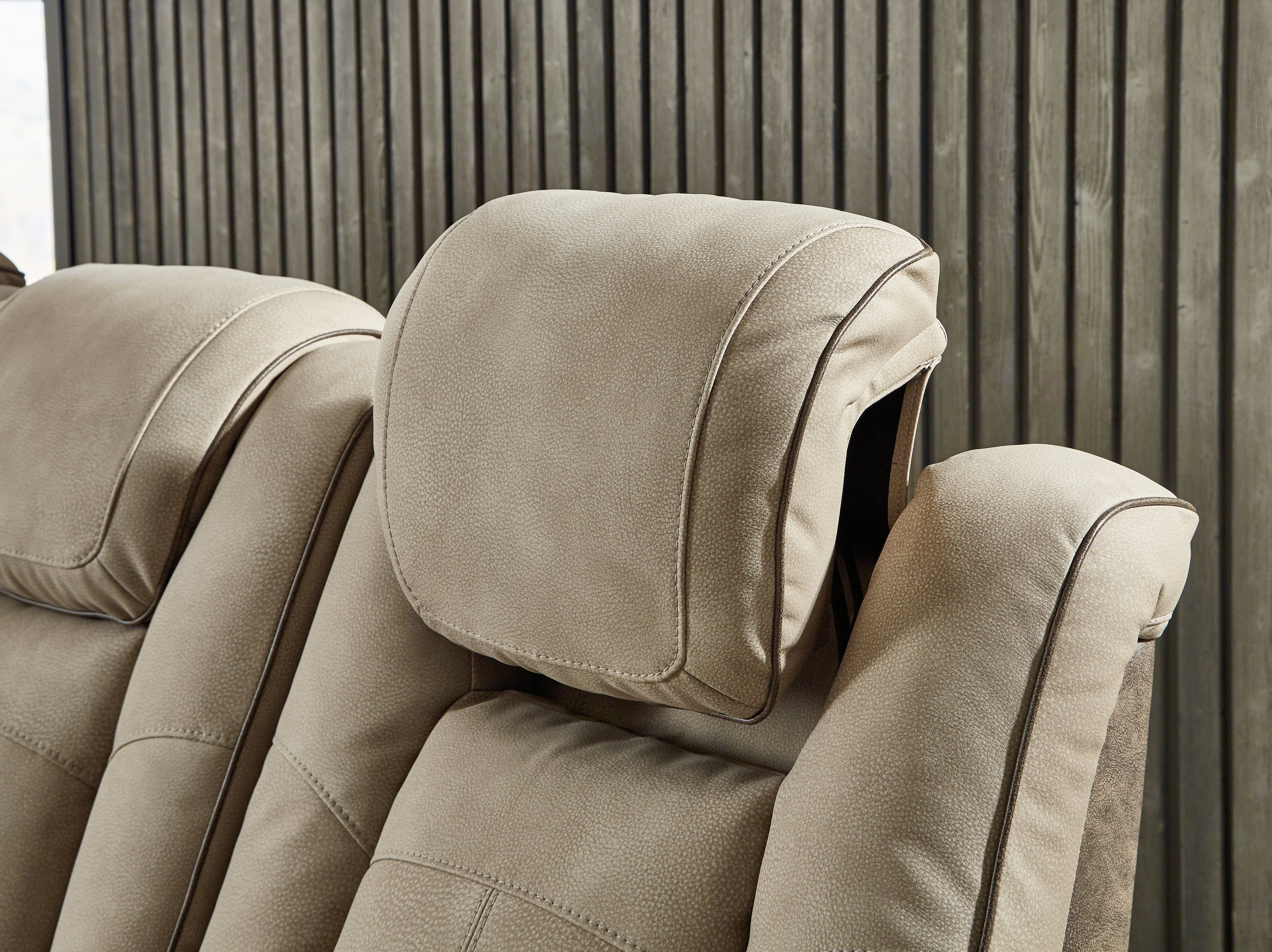 Next-Gen DuraPella Dual Tone Sand Power Reclining Sofa and Loveseat