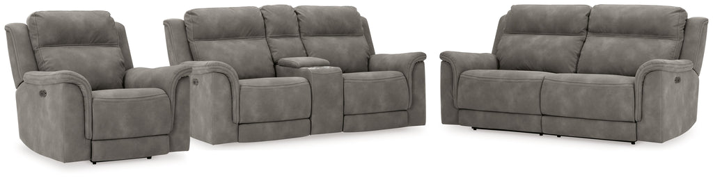 Next-Gen DuraPella Power Reclining Sofa, Loveseat and Recliner Pillow Arm, Gray