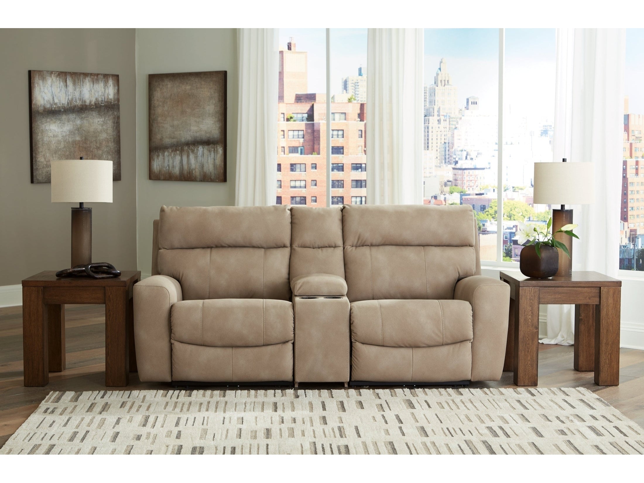 Next-Gen DuraPella 3 Pc Power Reclining Sectional Loveseat, Sand