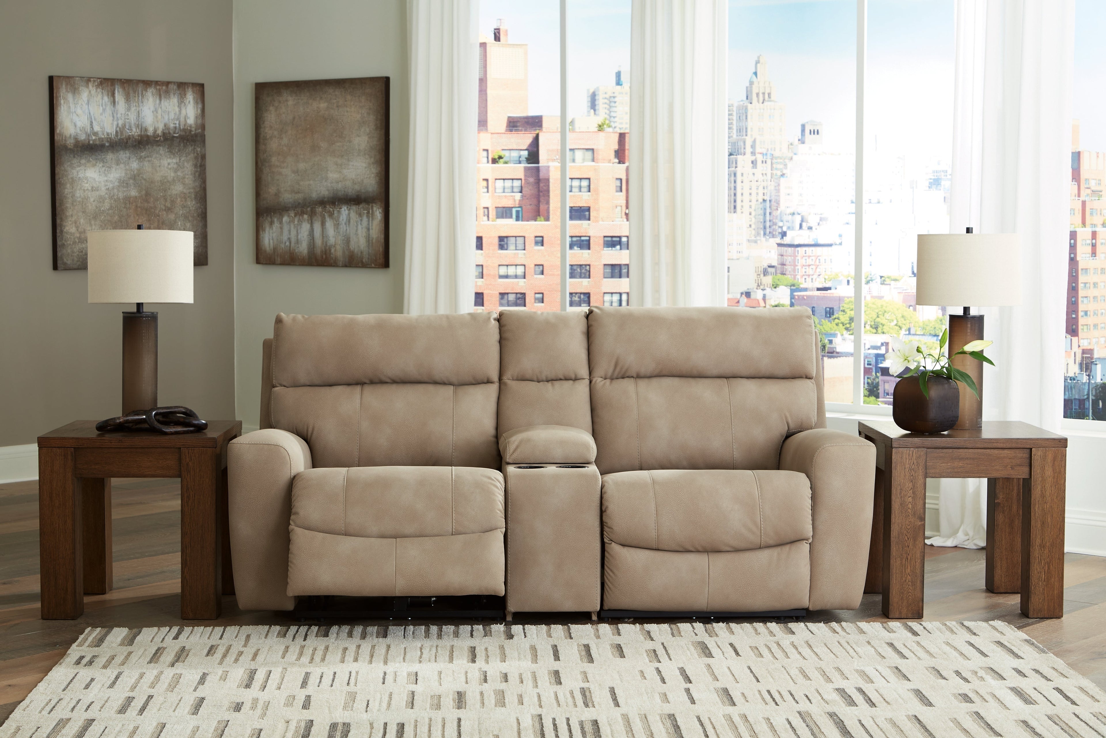 Next-Gen DuraPella 3 Pc Power Reclining Sectional Loveseat, Sand