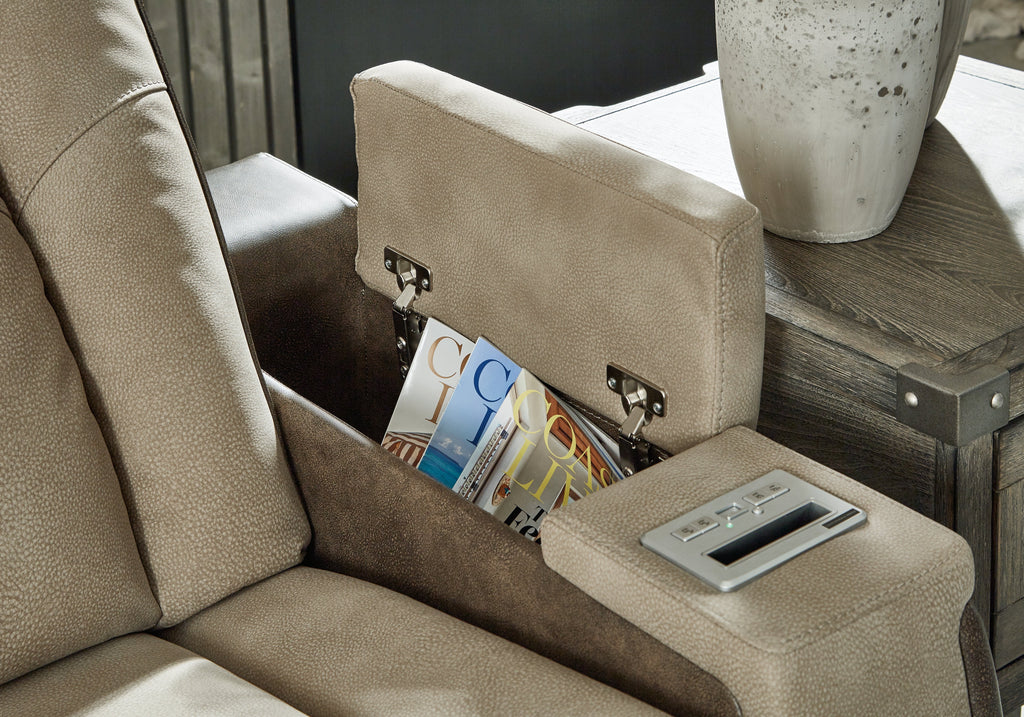 Next-Gen DuraPella Sand Power Reclining Loveseat w/ Console