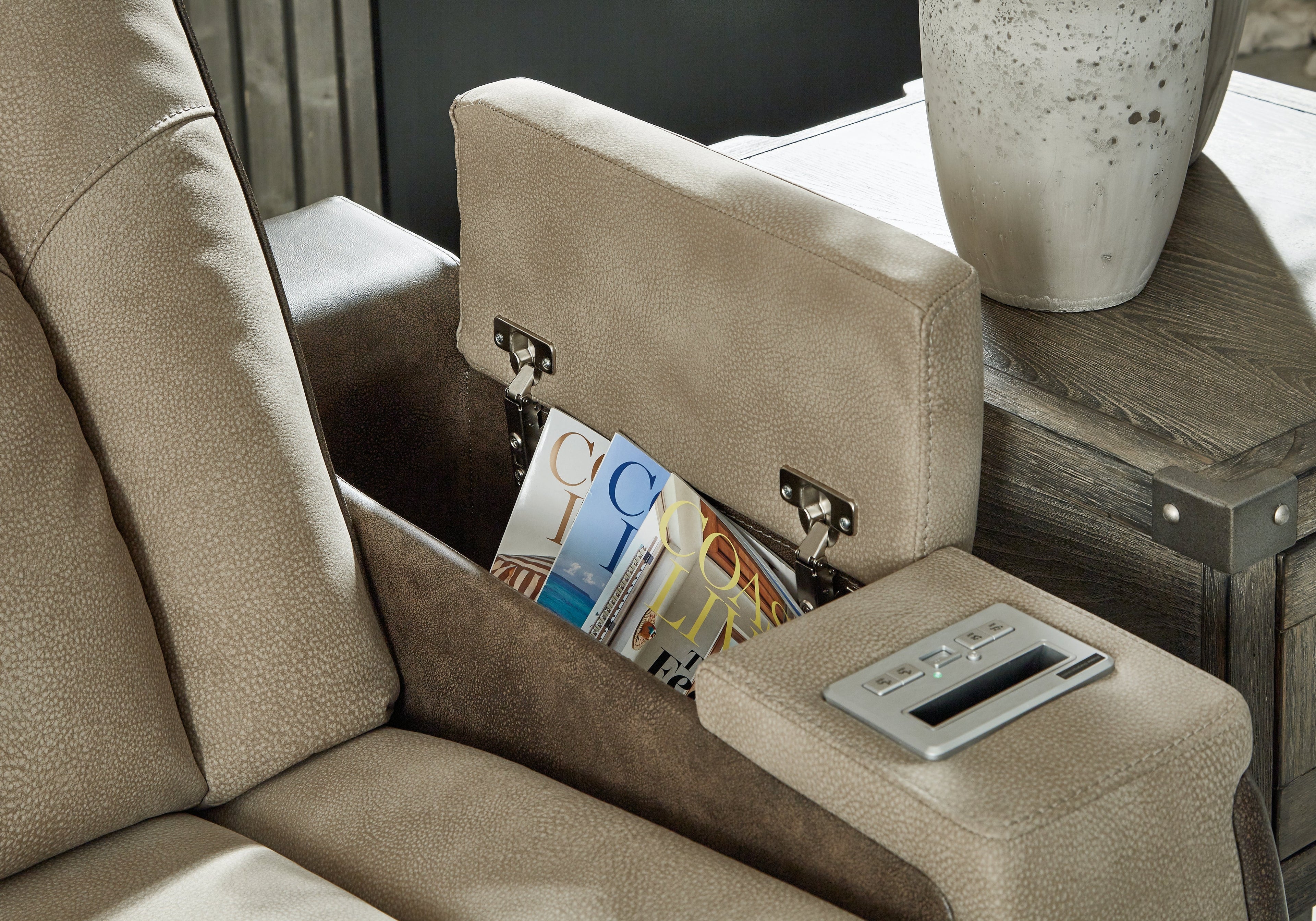 Next-Gen DuraPella Sand Power Reclining Loveseat w/ Console