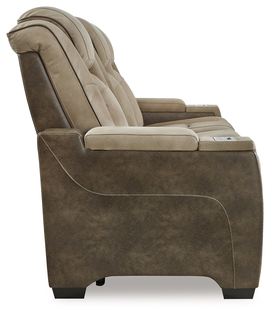 Next-Gen DuraPella Sand Power Reclining Sofa w/ Drop-Down Table