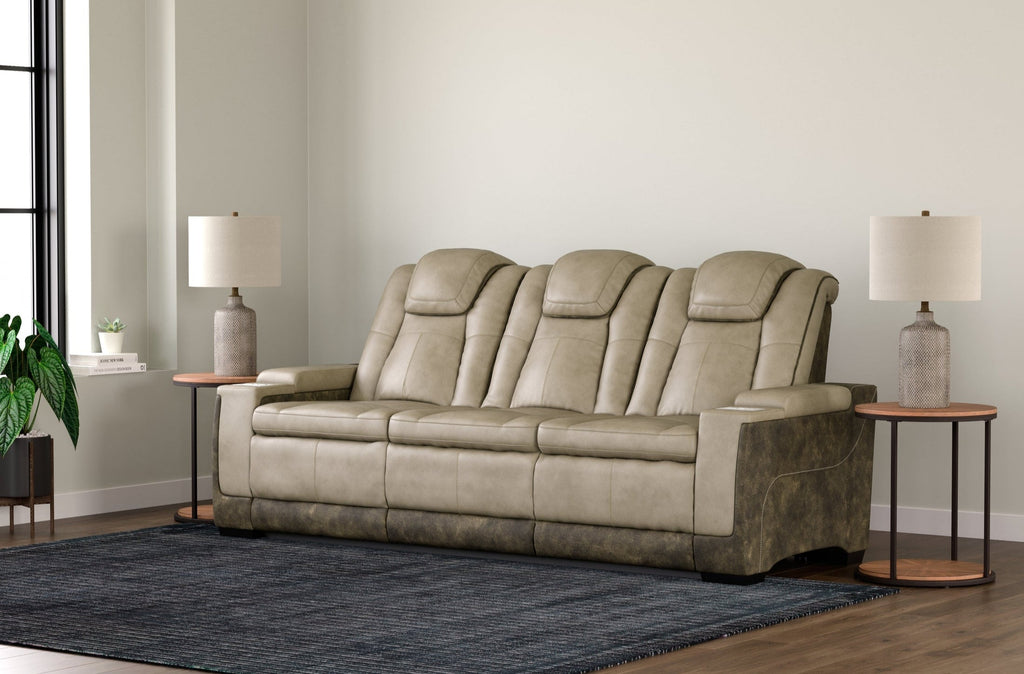 Next-Gen DuraPella Sand Power Reclining Sofa w/ Drop-Down Table